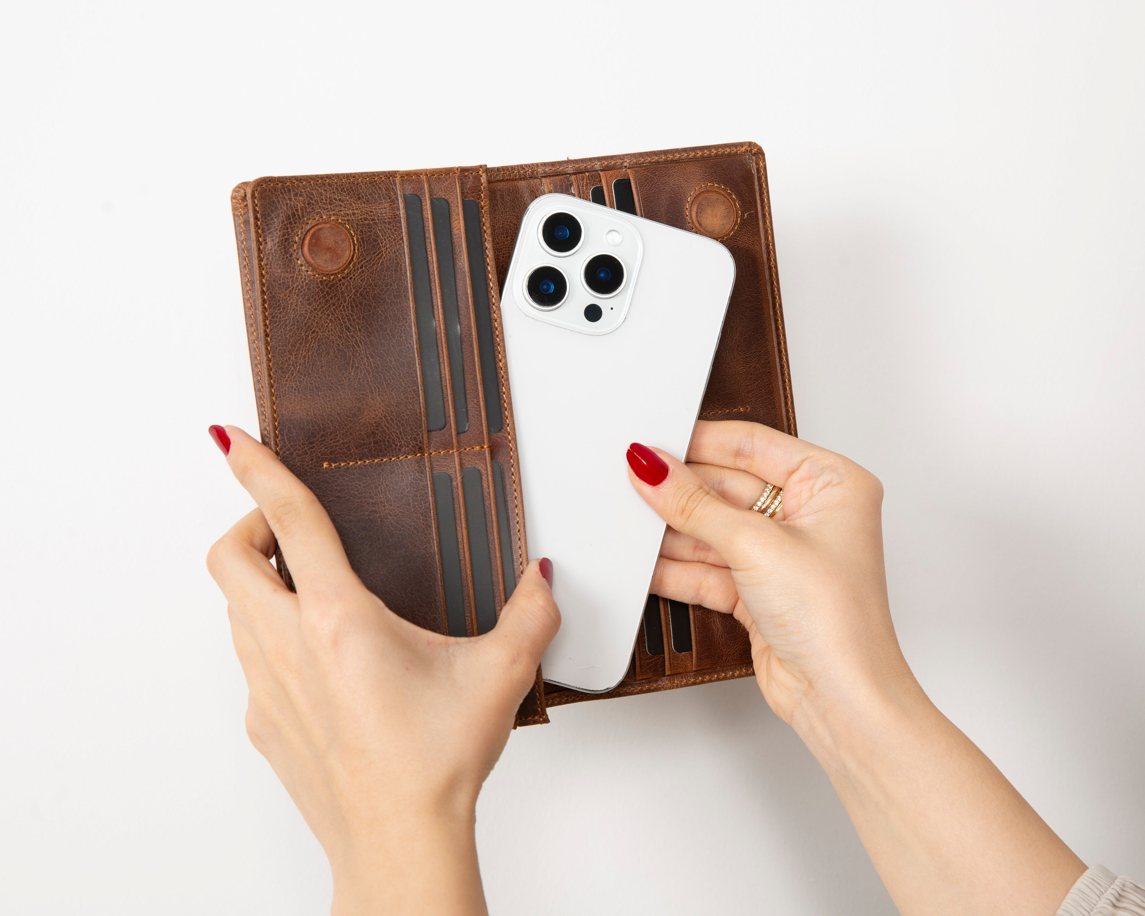 Sedona Leather Unisex Wallet – Genuine Leather Wallet with Phone Pocket & Card Organizer