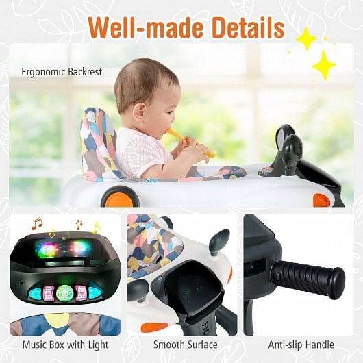 2-in-1 Foldable Activity Push Walker with Adjustable Height-Dark Gray-4
