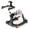 2-in-1 Foldable Activity Push Walker with Adjustable Height-Dark Gray-0