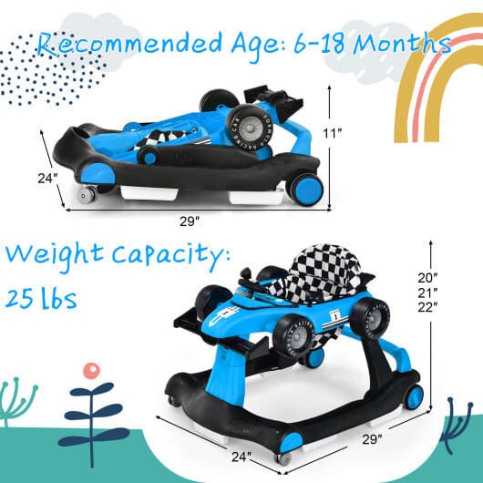 5-in-1 Baby Walker with Adjustable Height and Speed for Boys Girls 6-18 Months-2