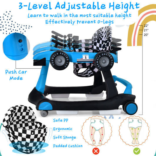 5-in-1 Baby Walker with Adjustable Height and Speed for Boys Girls 6-18 Months-3