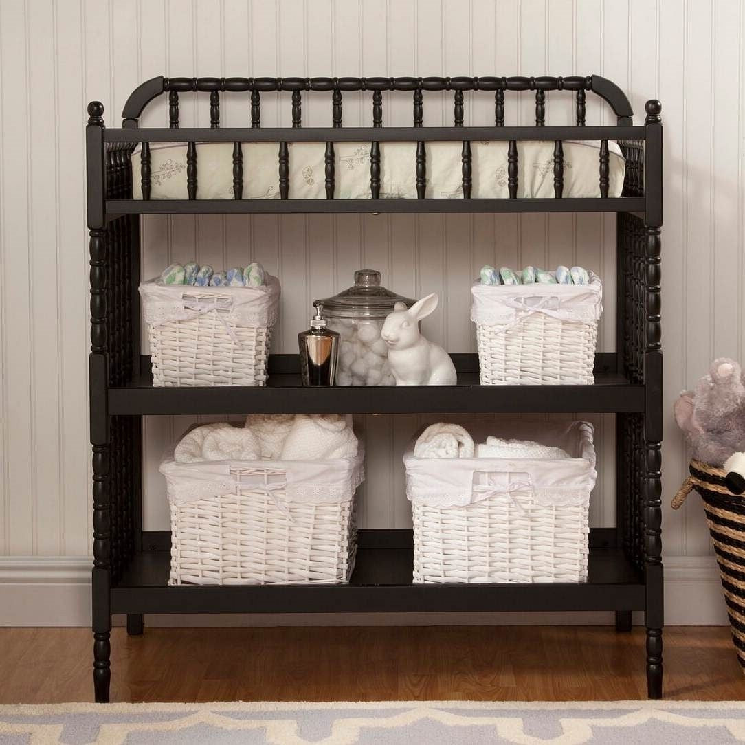 Changing Table in Black Wood Finish with 1-inch Waterproof Changing Pad-0