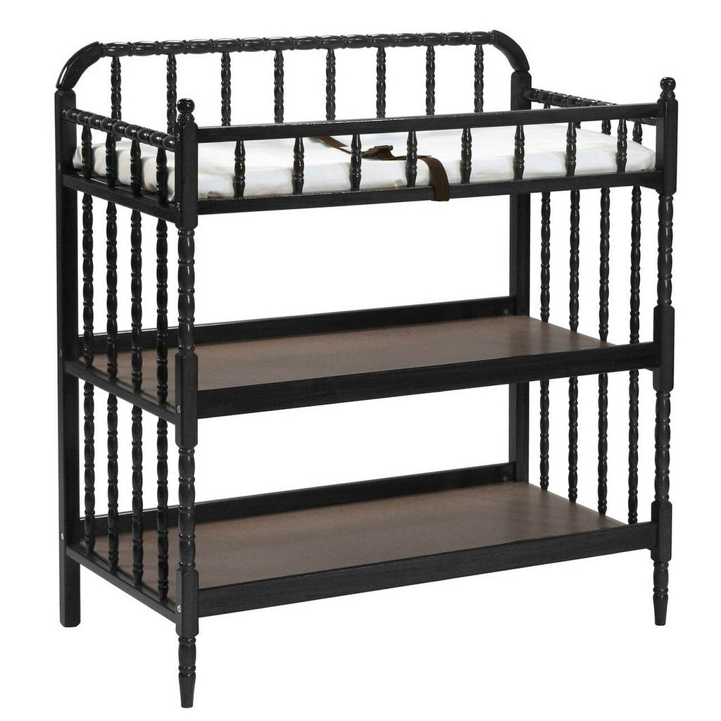 Changing Table in Black Wood Finish with 1-inch Waterproof Changing Pad-2