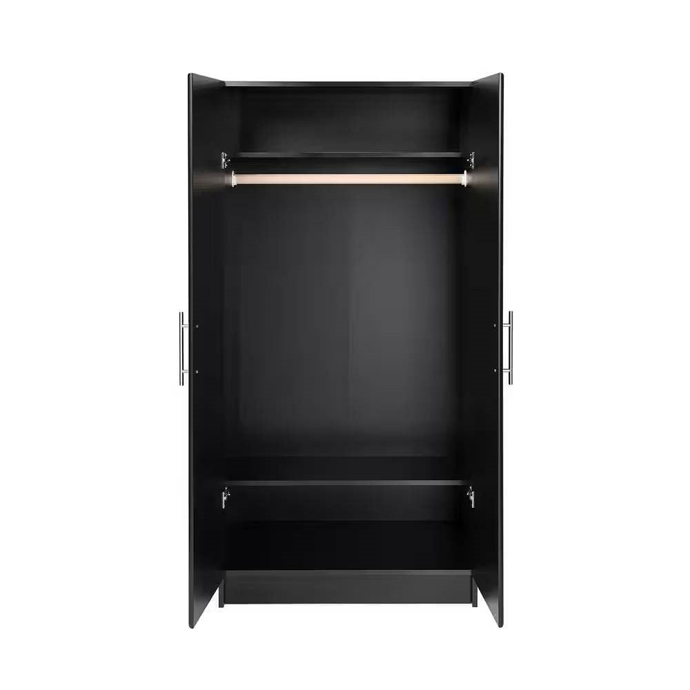 Black Freestanding Bedroom Cabinet Armoire Wardrobe Closet with Hanging Rail-1