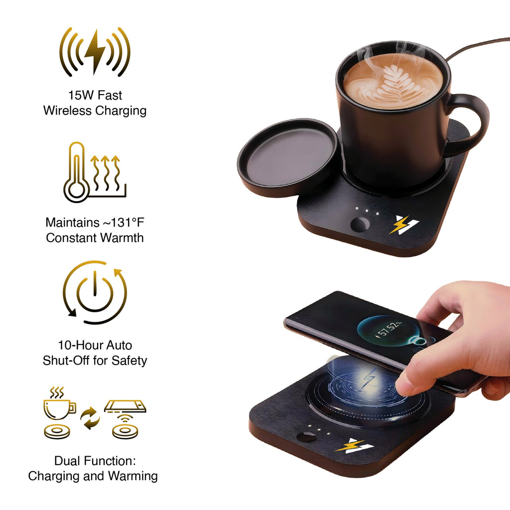 Power & Comfort Trio – Sip & Charge Mug Warmer, All-in-One Alarm Clock & 5-in-1 Folding Charging Station-4