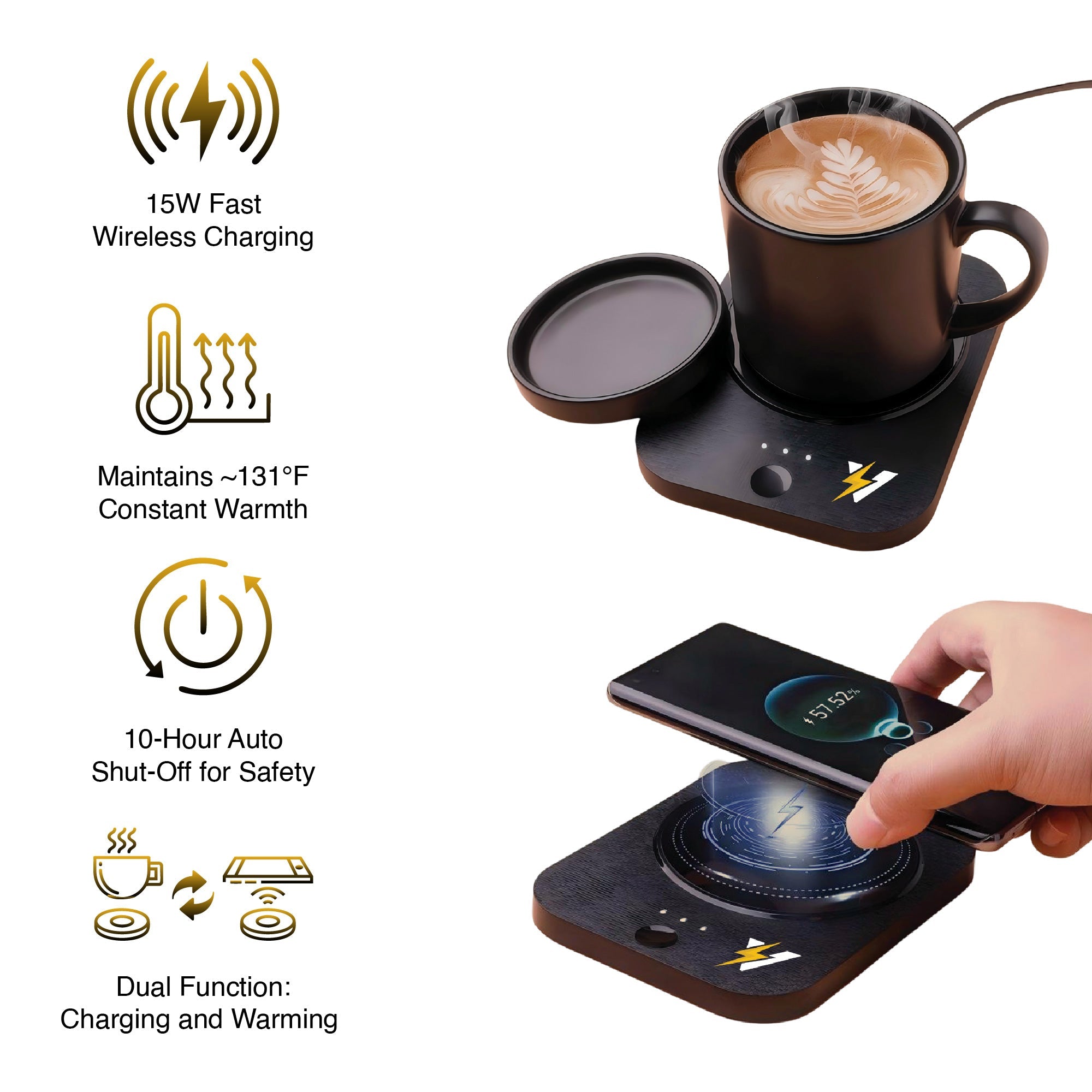 Power & Comfort Trio – Sip & Charge Mug Warmer, All-in-One Alarm Clock & 5-in-1 Folding Charging Station-4