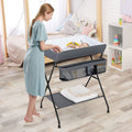 Grey Folding  Wide Nursery Diaper Baby  Changing Table-0