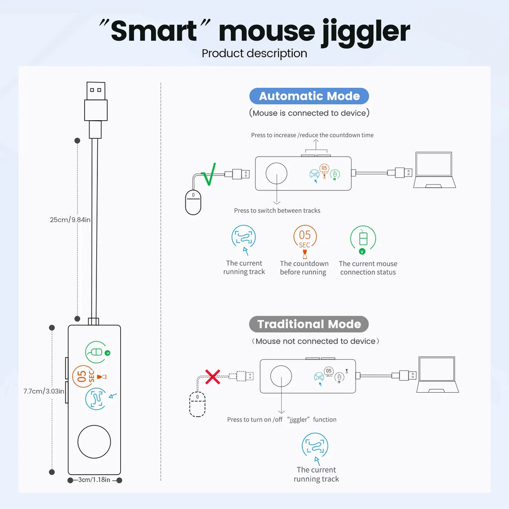 NNEOBA Fully Automatic USB Mouse Jiggler with HD Screen-4