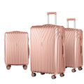 NNEDSZ 3pc Luggage Trolley Set Suitcase Travel TSA Hard Case Carry On Pink Lightweight-0