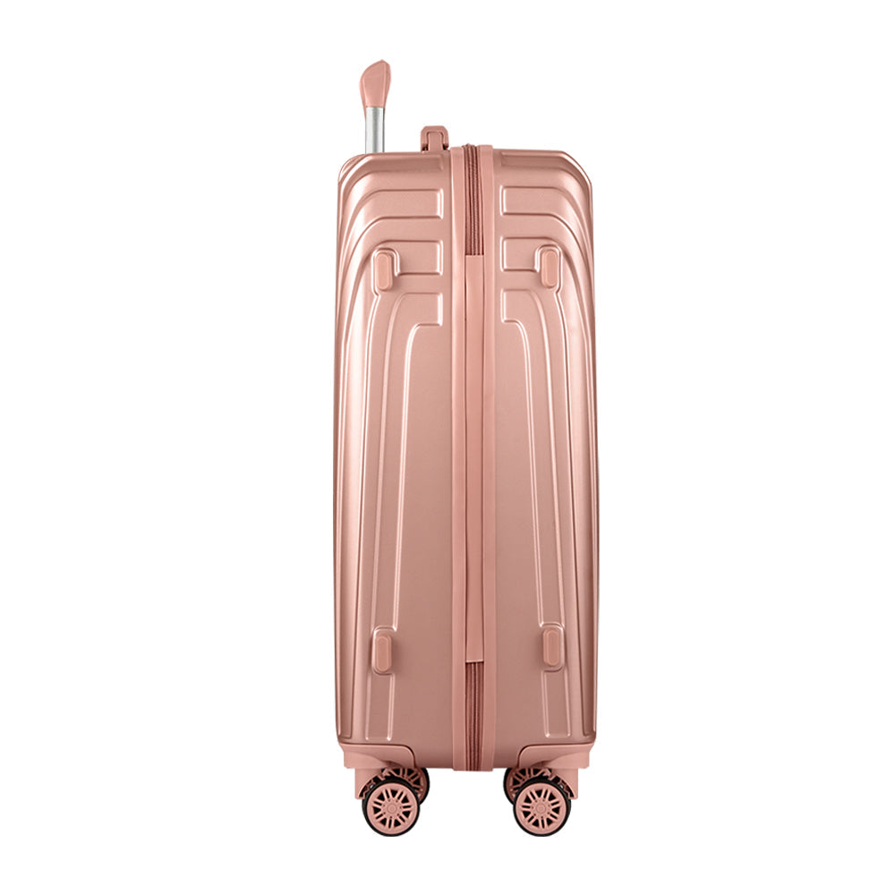 NNEDSZ 3pc Luggage Trolley Set Suitcase Travel TSA Hard Case Carry On Pink Lightweight-3