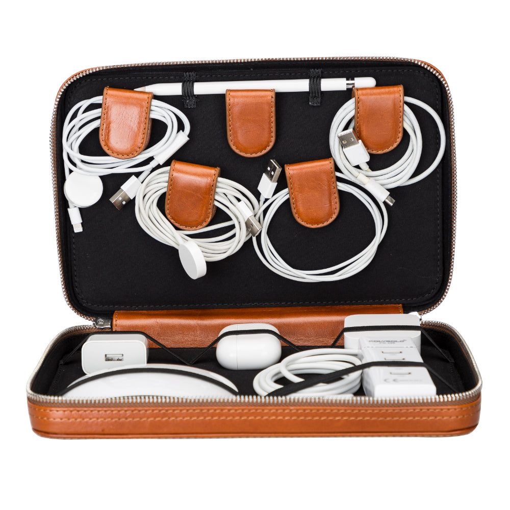Medicine Handmade Leather Cable Travel Organizer-0