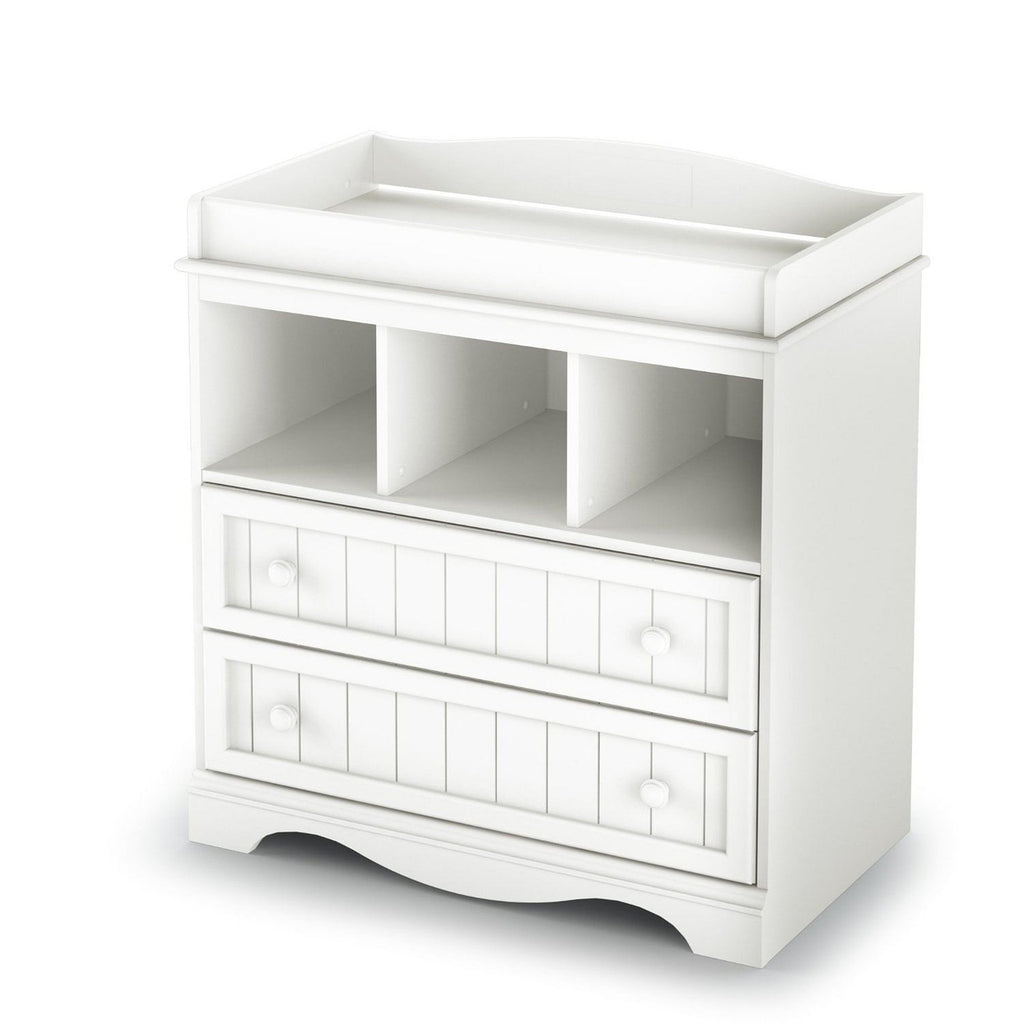 White Wood Baby Diaper Changing Table with 2 Drawers-2