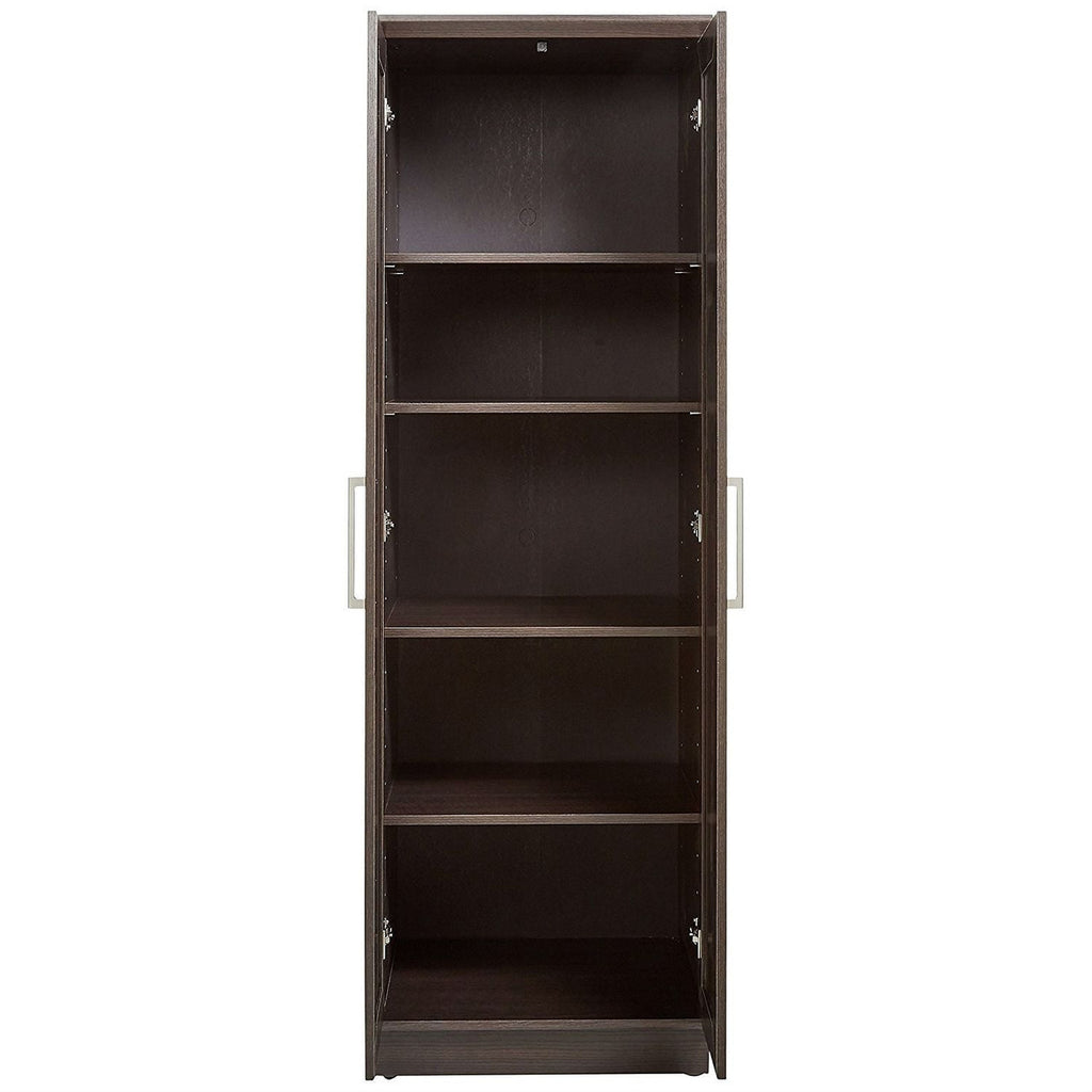 Bedroom Wardrobe Cabinet Storage Closet Organizer in Dark Brown Oak Finish-0
