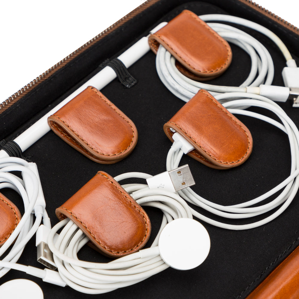 Medicine Handmade Leather Cable Travel Organizer-4