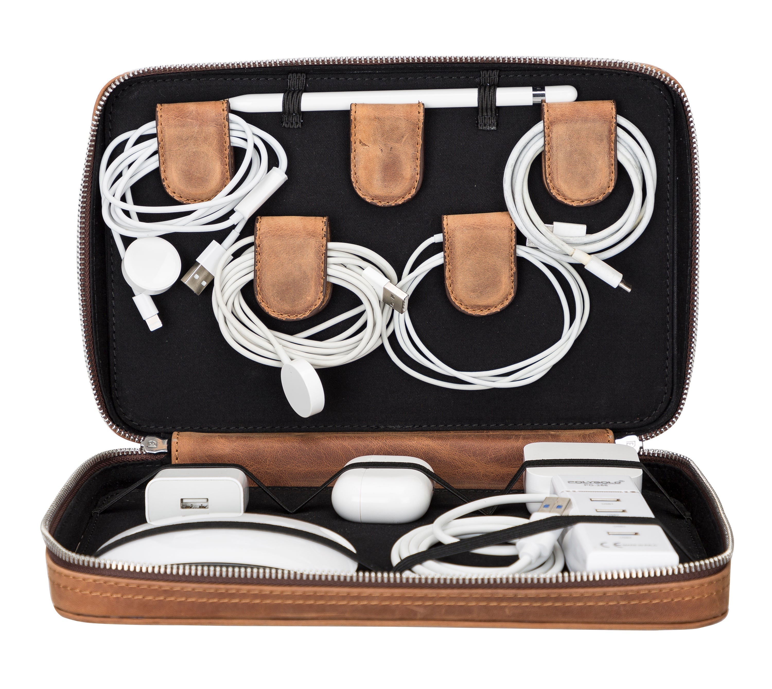 Medicine Handmade Leather Cable Travel Organizer-6