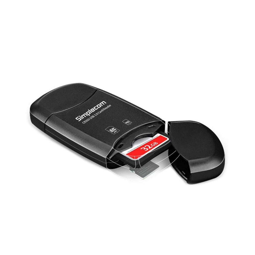 NNEDSZ CR303 2 Slot SuperSpeed USB 3.0 Card Reader with Dual Caps-3