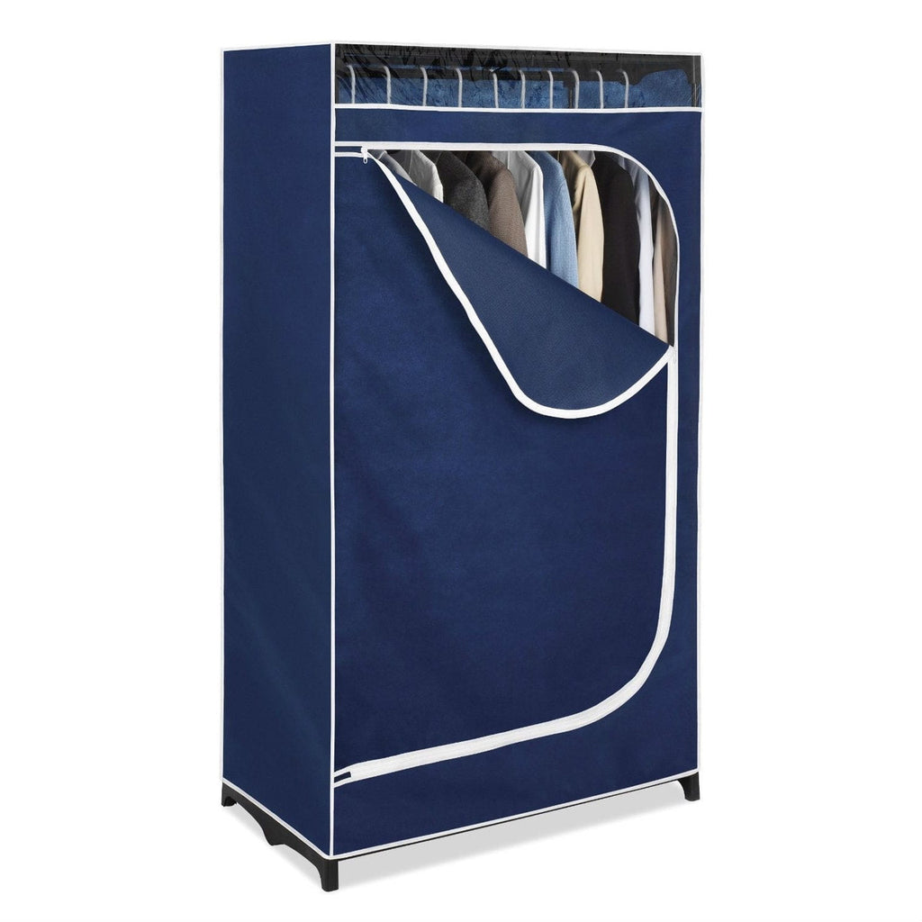 Portable Clothes Closet Wardrobe in Blue Breathable Fabric-1