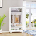 White Metal Multifunctional Storage Armoire Wardrobe Closet-0