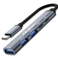 Qoltec hub USB-C 3.1 5v1 adaptér | USB-C PD | USB-C | 2x USB 2.0 | USB 3.0 (53790)-0