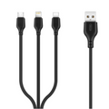Cablu pentru incarcare si transfer de date XO NB 103 3 IN 1, USB TYPE-C/LIGHTNING/MICRO-USB, 2.1A, 1M, NEGRU (NB-103 3 IN 1 FEKETE)-0