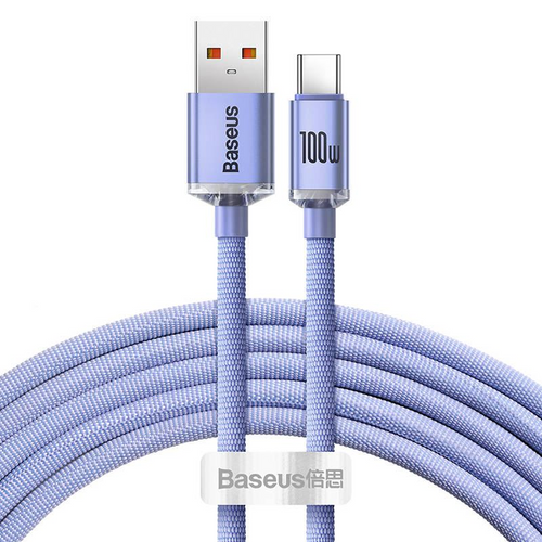 Baseus Crystal Shine USB-USB-C kábel, 100W, 2m, ibolya (CAJY000505) (CAJY000505) (CAJY000505)-0