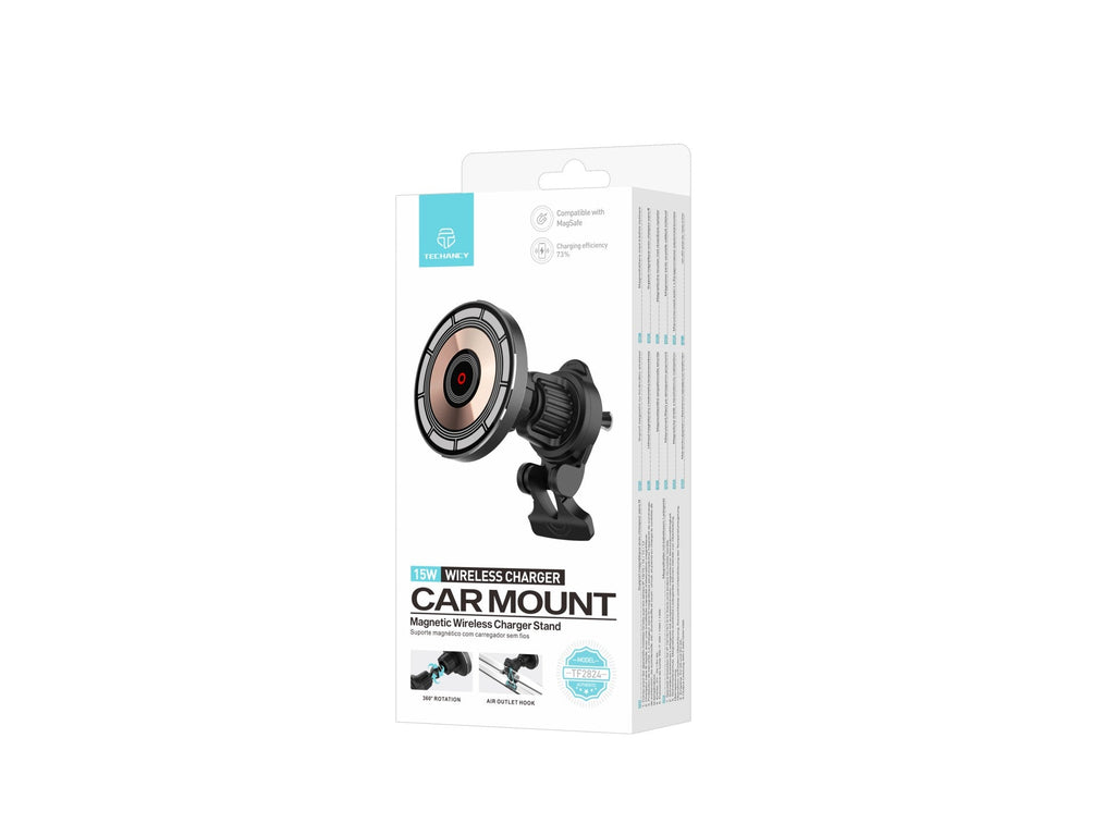 Techancy Suporte Magnético com Carregador Sem Fios 15W TF2824 Preto, Compatível com MagSafe, Rotação 360°, para iP e Qi-3