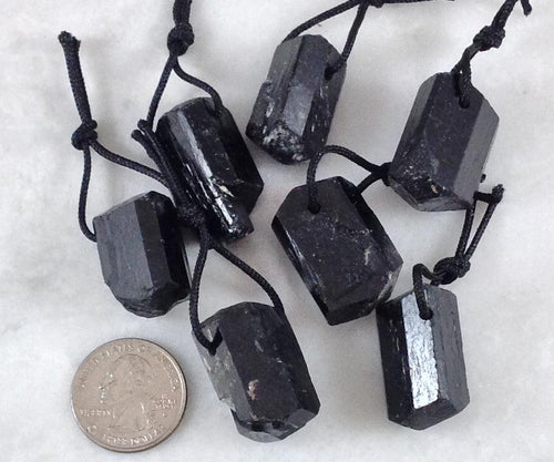 Black Tourmaline Rough Pendant (1pc)-1