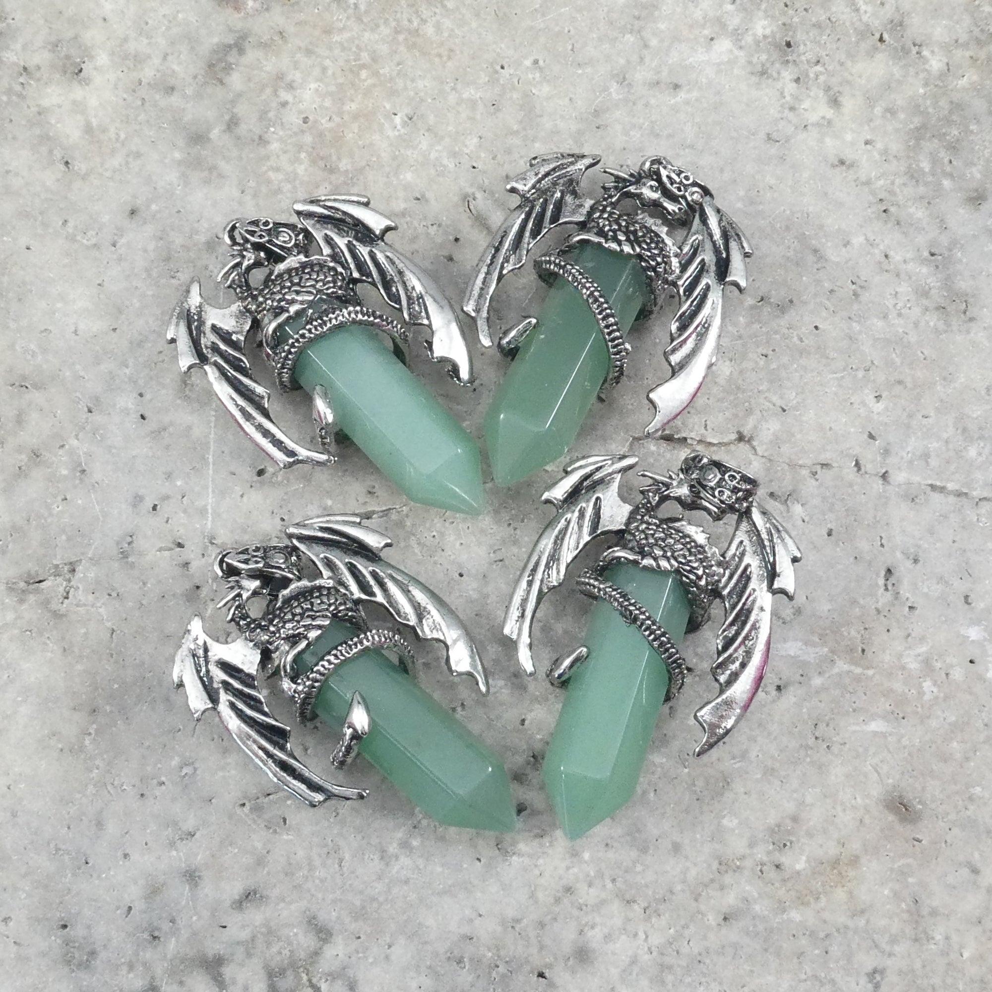 Green Aventurine Flying Dragon Point Pendant 34x50mm-2